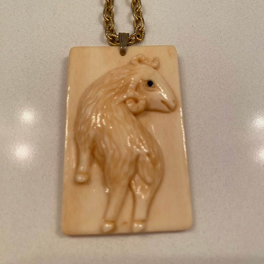 Vintage Chinese Year of the Goat necklace.